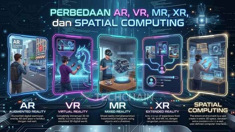 Perbedaan AR, VR, MR, XR, dan Spatial Computing
